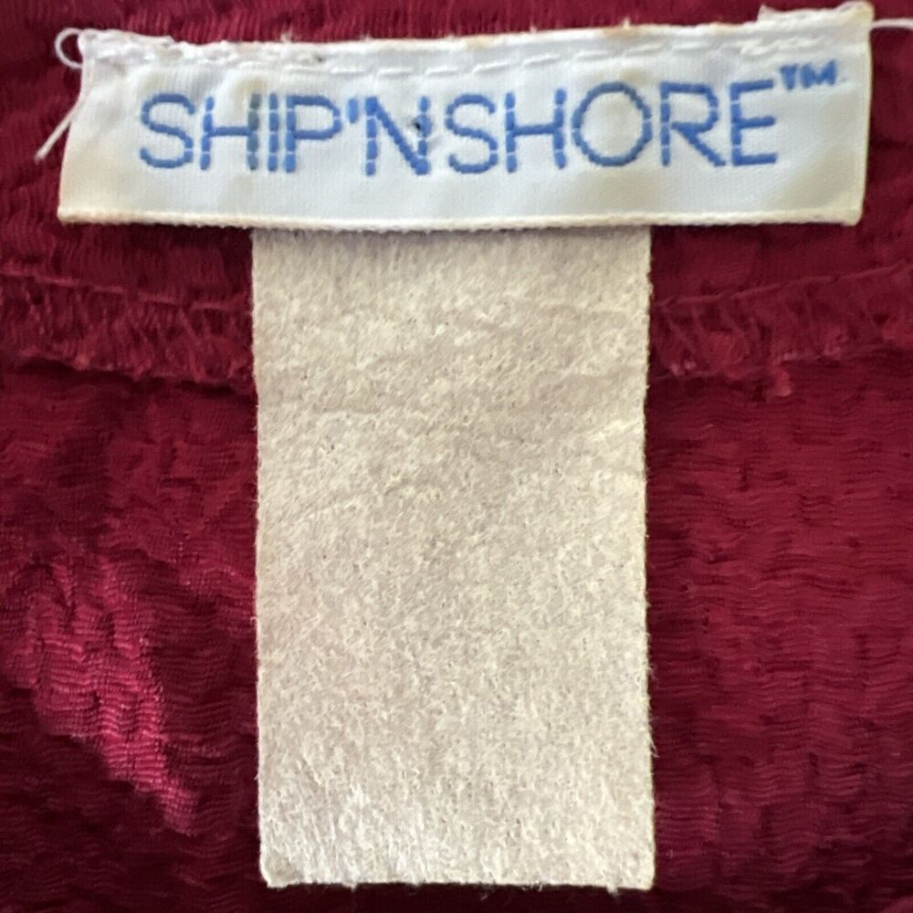 Ship N Shore Vintage 80s Womens L Blouse Red Button Up Rayon Top Back Bow Tie - Picture 9 of 9